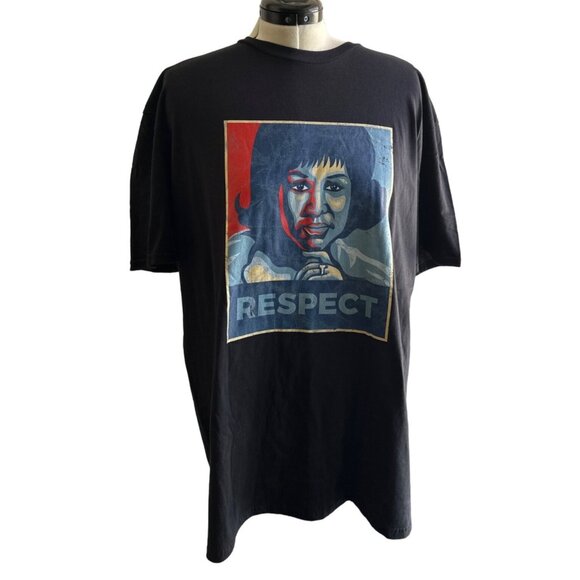 Respect Aretha Franklin Anvil By Gildan Graphic T-Shirt Cotton Black Sku 2994 - Picture 2 of 6